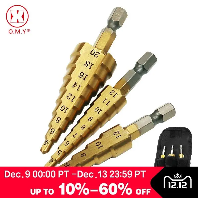 

3-12mm 4-12mm 4-20mm Step Cone Drill Bit Hole Cutter Dint Tool Hex Shank Step Drills shank Coated Metal Drill Bit