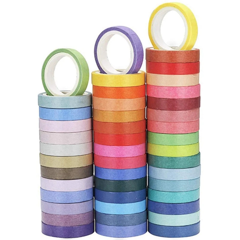 

60 Pcs/Set Basic Solid Color Washi Tape Rainbow Masking Tape Decorative Adhesive Tape Sticker Scrapbook Diary Stationery