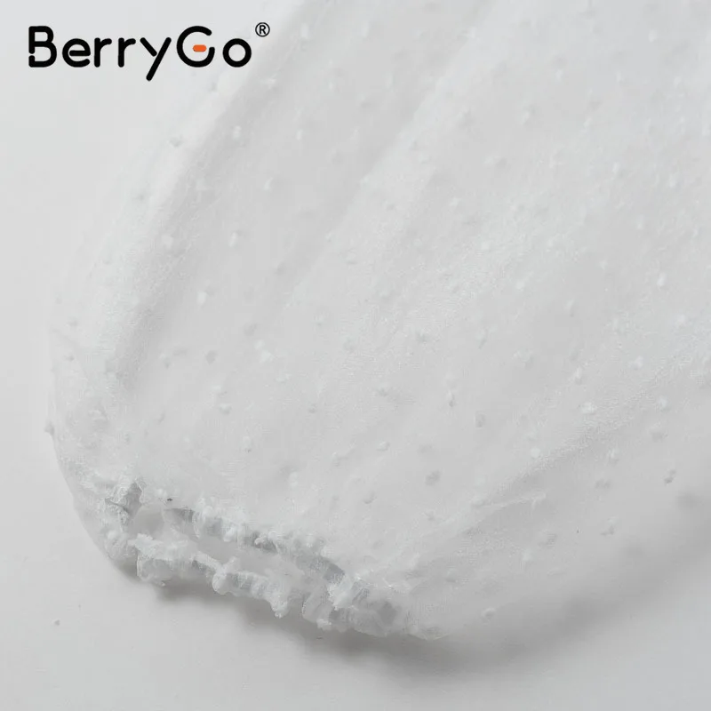 BerryGo женская модная сетчатая блузка в черный горошек рубашка с длинным рукавом