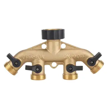 

3/4 Inch Brass 4 Way Hose Pipe Splitter Nozzle Switcher Tap Connectors for Garden Irrigation 4 Way Tap American European Thread