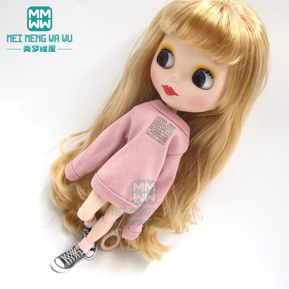 1 шт. одежда Blyth Doll модная расшитая блестками футболка белый, черный, коричневый, темно-зеленый для Blyth Azone1/6 Аксессуары для кукол