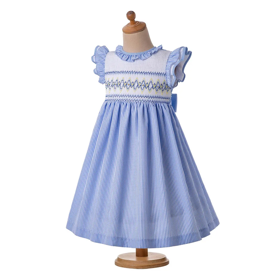 Pettigirl/платье-светильник синего цвета; одежда с цветочным рисунком; Свадебные платья с оборками; Одежда для маленьких девочек на Рождество; G-DMGD204-A289B