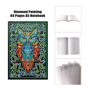 

Diamond Painting Cross stitch Accessories Owl Notebook Special Shaped Diary Book Diamond Embroidery Tool A5 Mosaic Gift A036
