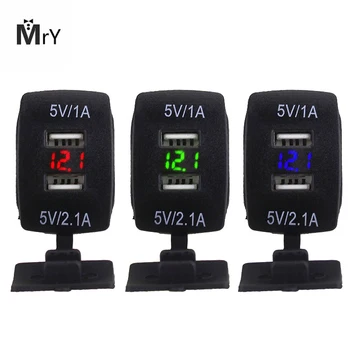 

12-24V Universal 3.1A 5V Output Dual USB Charger Power Socket Blue LED Outlet Power Cigarette Light for Car Motorcycle Charging
