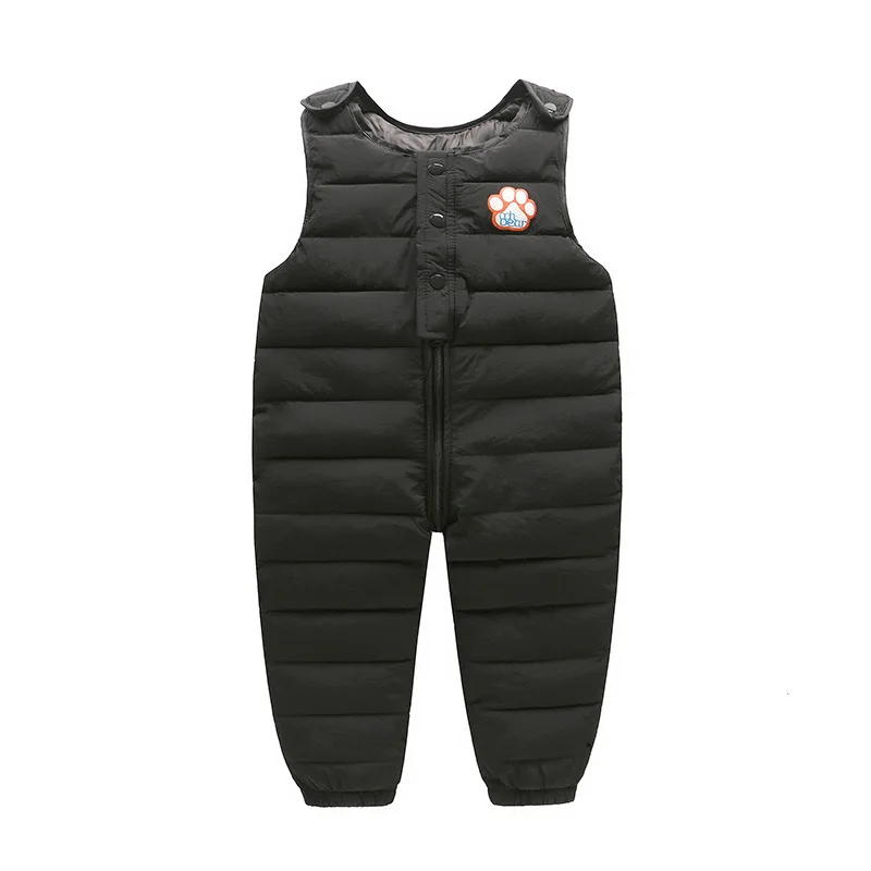 

Winter Children Duck Down Pants Boys Warm Pants For Girls Down Strap Trousers Bib Pants Unisex Red Black Rompers
