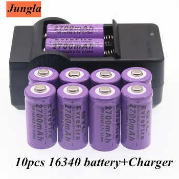 100% Новый оригинальный 16340 аккумулятор CR123A 16340 батарея 2700mAh 3,7 V литий-ионная аккумуляторная батарея + 16340 зарядное устройство