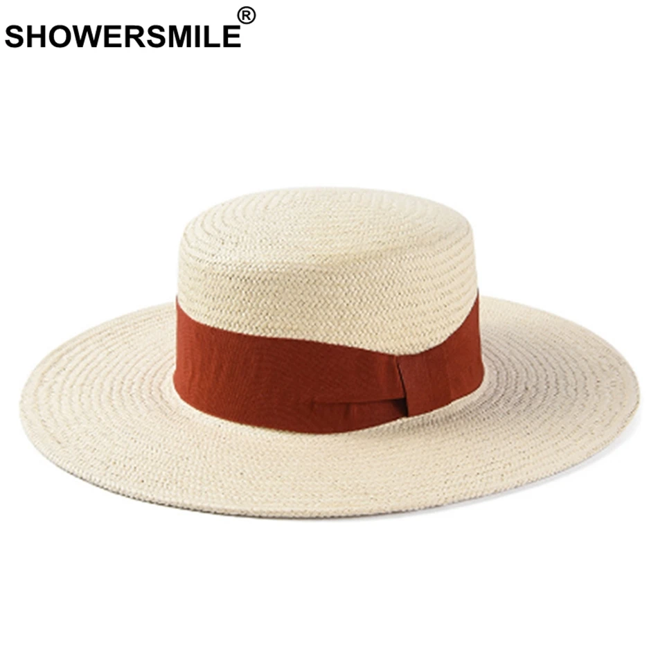 SHOWERSMILE широкополая шляпа от солнца для женщин бумажная женская синяя лента