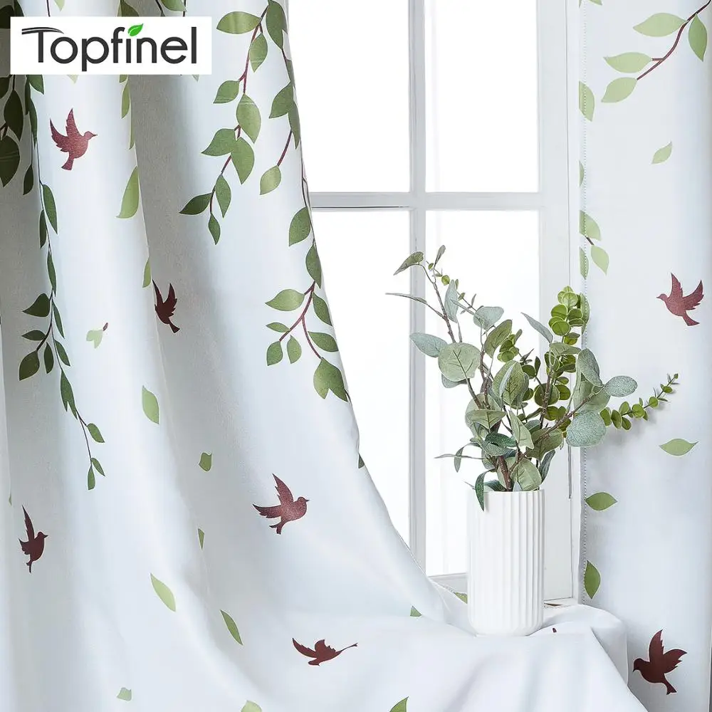 Topfinel листья Печатные затемненные шторы для гостиной растения спальни кухонные шторы из полиэстера оконные шторы занавеси