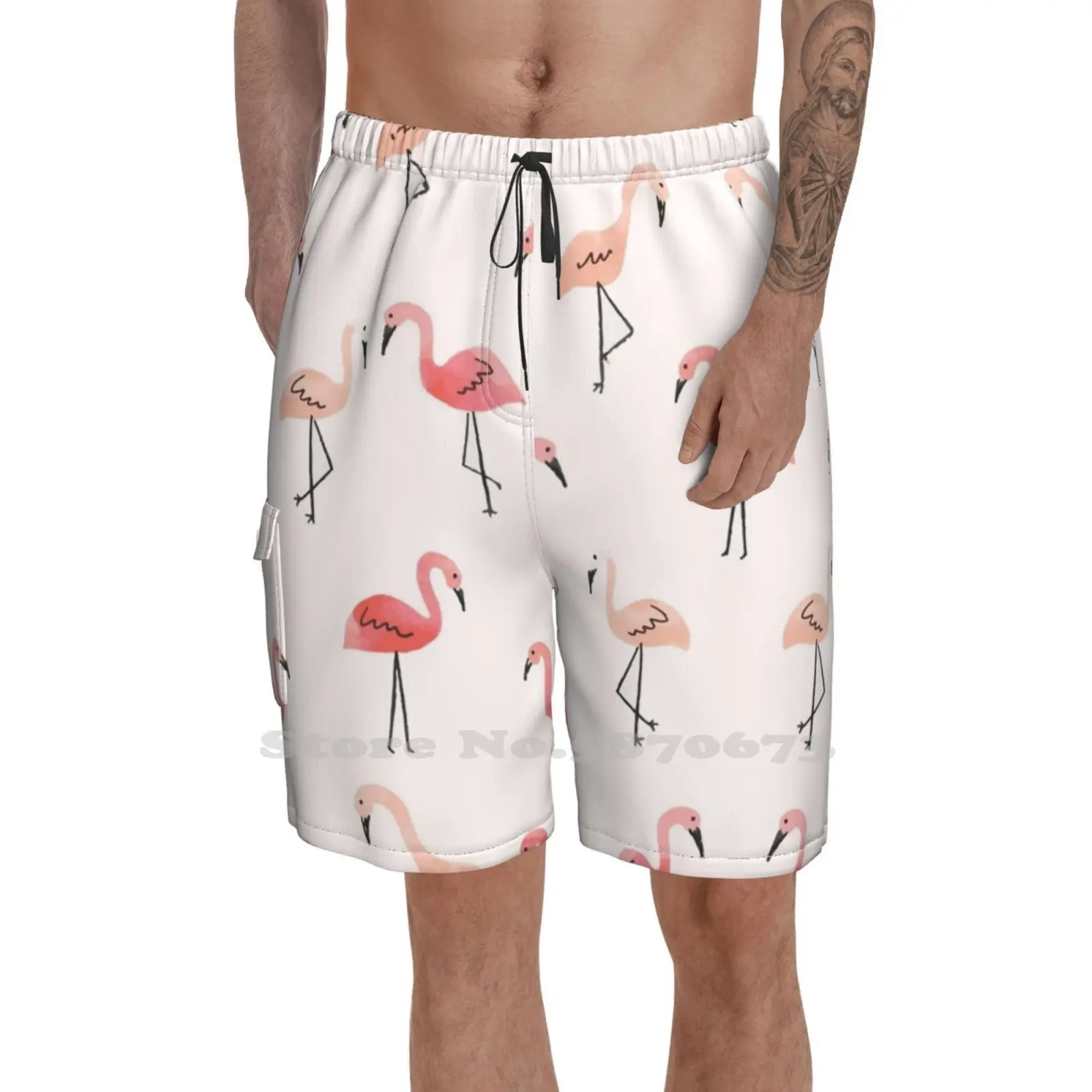 Flamingos Summer Mens Casual Shorts Gym Training Flamingo Mbjp Flamingo
