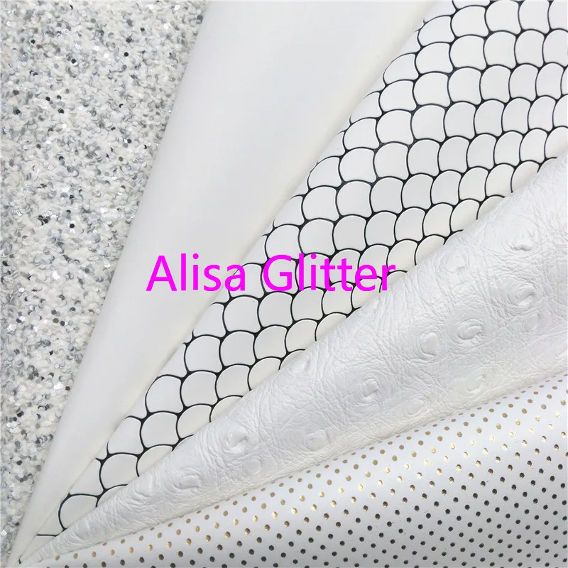 1PCS A4 SIZE 21X29cm Alisa Glitter White Fabric Mermaid Faux Leather Synthetic PU for Bow DIY K101F | Дом и сад