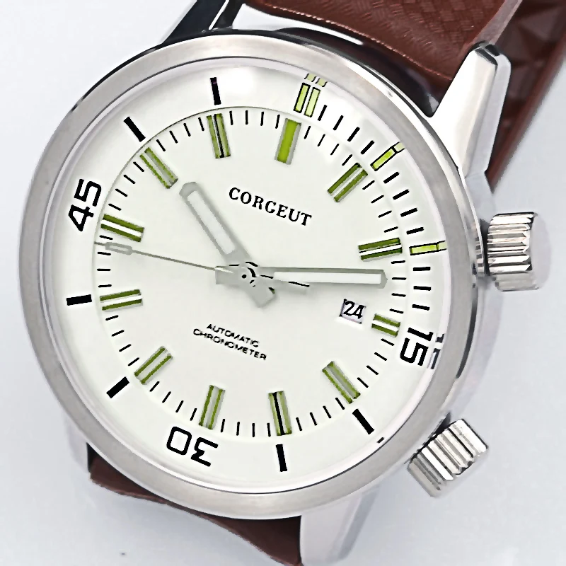 Seagull автоматические часы мужские CORGEUT 44 мм из нержавеющей стали резиновый корпус ремешок черный/белый/зеленый с циферблатом механический Наручные часы