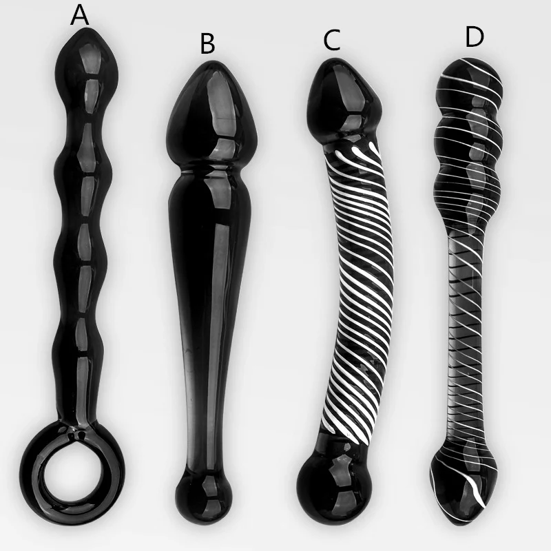 4pcs/Set Black Crystal Glass Toys Dildo Anal Plug Gay Sex Double Beads For Men/Women Vaginal Dilation Butt | Красота и здоровье