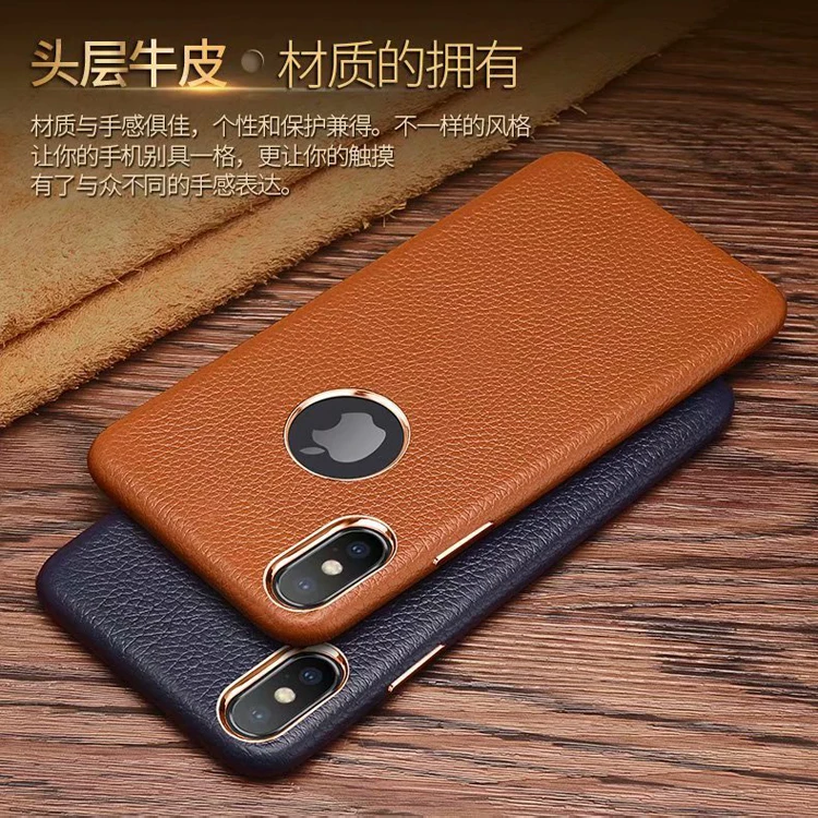

Luxury real leather lychee texture three-pack mobile phone case for iPhone X XR XS MAX 11Por MAX metal button for iPhone 6S 7/8Plus XS Mobile phone protective case