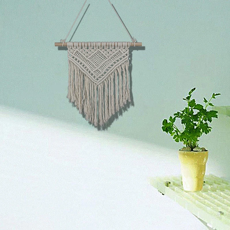 Макраме кисточкой гобелен на стену искусство Тканый гобелен Искусство DIY домашний декор ремесло подарки хлопок деревянные палочки