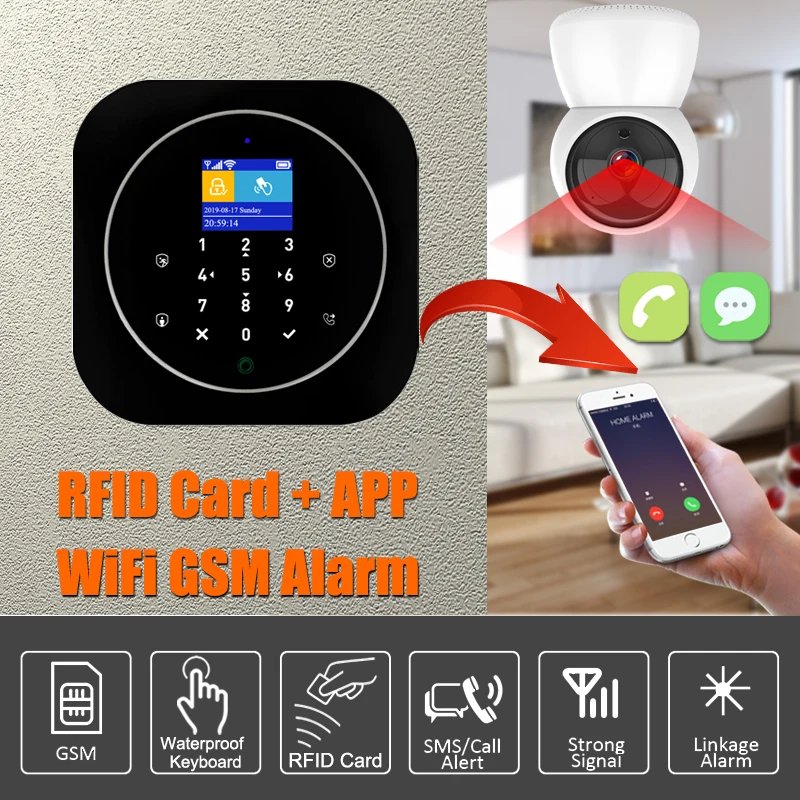 Tuya inteligentne Wifi Alarm domowy GSM System klawiatura dotykowa karta RFID pilot zdalnego sterowania kontrola aplikacji z 433MHz bezprzewodowy czujnik detektora 6 Tuya inteligentne Wifi Alarm domowy GSM System klawiatura dotykowa karta RFID pilot zdalnego sterowania kontrola aplikacji z 433MHz bezprzewodowy czujnik detektora 6