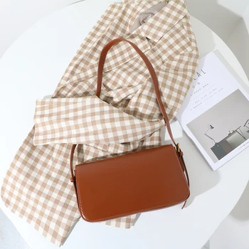 

Korean Baguette Bag Women's 2020 Autumn New Fashion Simple Vintage Shoulder Bag Phone Pocket Coin Purse A625