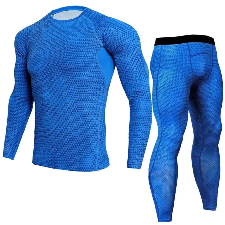 

Men T shirts Trousers Set 2 Piece Men's sports suit Compression Suit Joggers Fitness Base Layer Shirt Leggings Rashguard Clothes