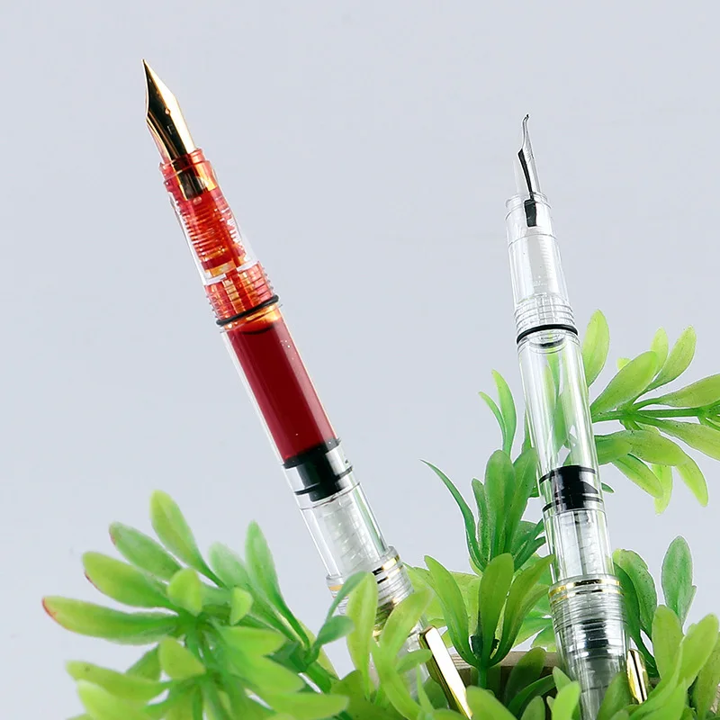 

1Pc Creative Transparent Fountain Pens Curved Tip Art Fountain Pens For School Writing Office Supplies Korean Stationery