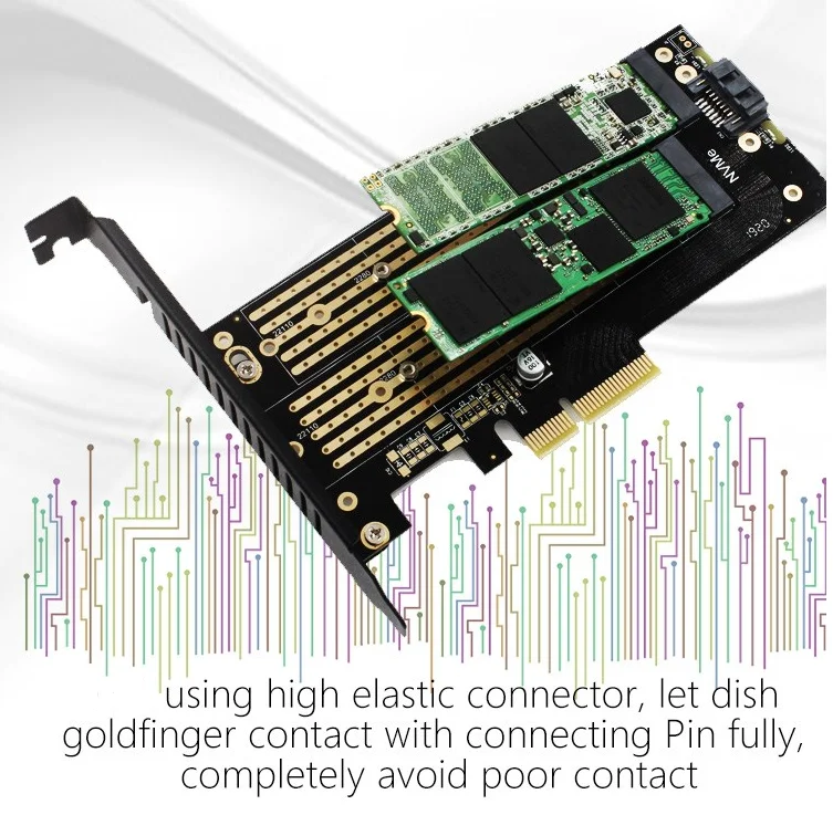 PCIE к M.2 SATA+ NVME карта расширения с двойным диском M.2 Накопитель SSD с протоколом NVME NGFF к PCI Express X4 карта адаптера M Key plus B ключ двойной интерфейс карты