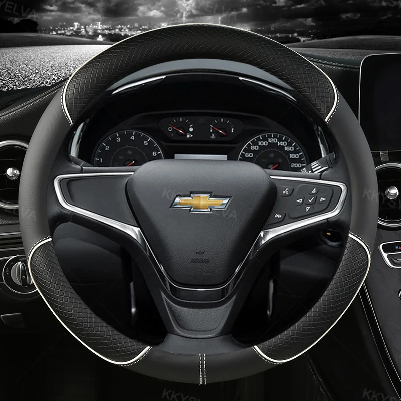 Luxury Leather Steering Wheel Cover, 38cm, 15