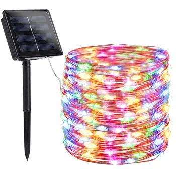 

New Solar String Lights 72Ft 200LED Powered String Lights with 8 Lighting Modes Waterproof Copper Wire Lights for Garden Patio L