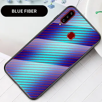 

50pcs/lot For Samsung Galaxy A10 A20E A20S Carbon Fiber Gradient Tempered Glass Hard Case For Galaxy A50S A30S A50 A30 A20