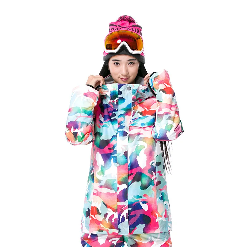 GSOU Снежная Женская лыжная куртка зимняя теплая ветрозащитная Водонепроницаемая спортивная куртка для спорта на открытом воздухе зимняя куртка для катания на лыжах и сноуборде