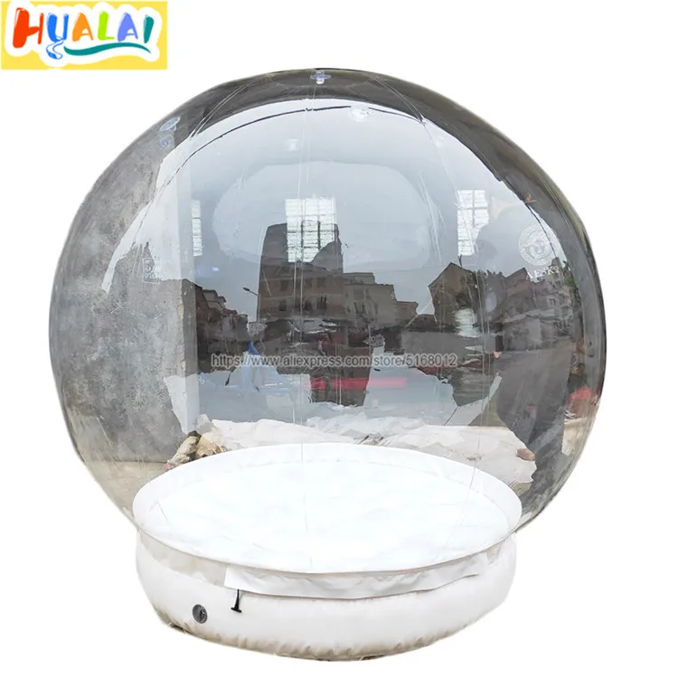 

Christmas decoration inflatable snow globe,clear dome bubble tent snowflake balloon photo booth white with base for wedding