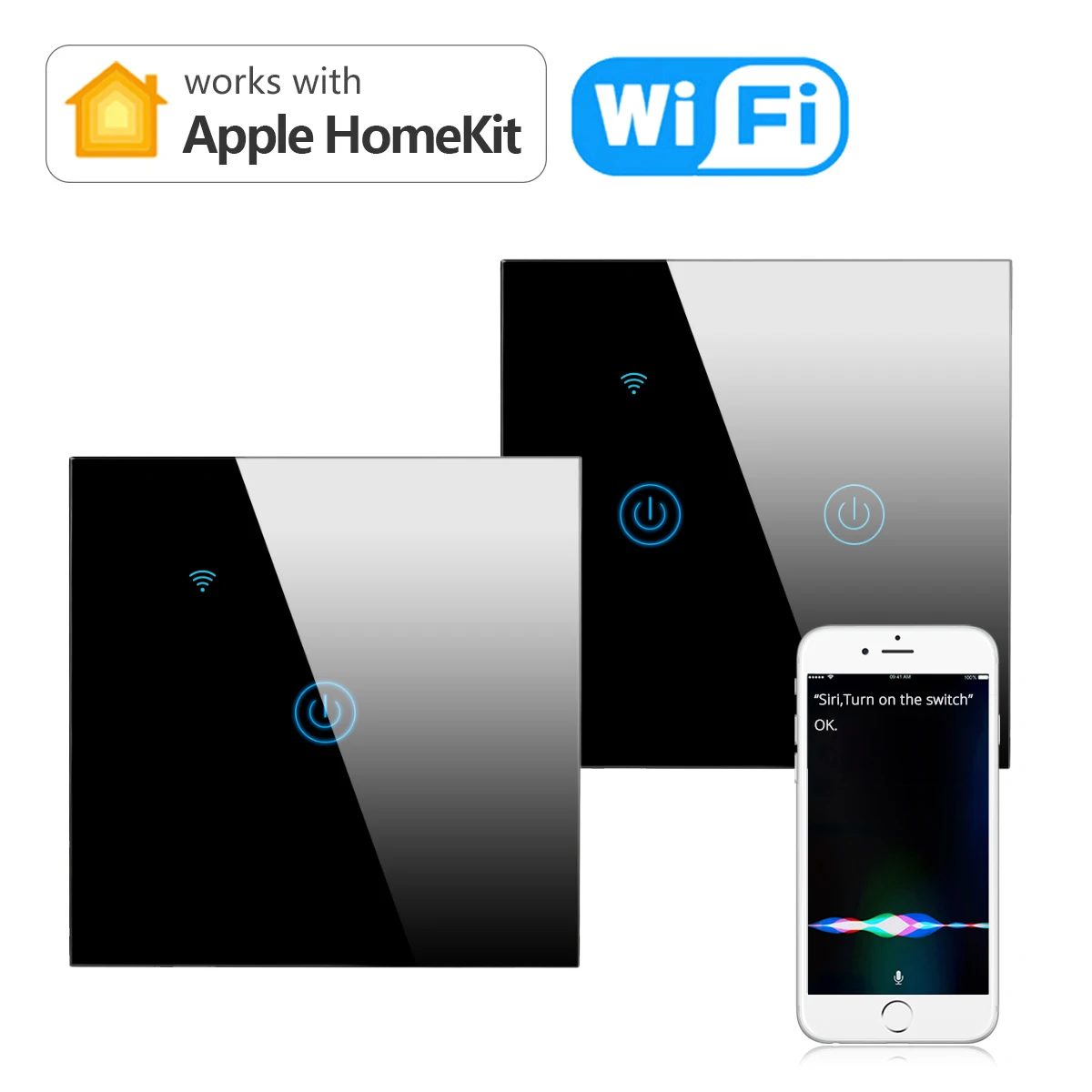 Apple Homekit-interruptor de luz inteligente para el hogar, dispositivo de Control de voz Siri con WIFI, funciona con el kit de casa