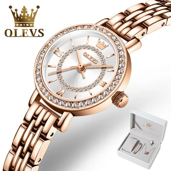 OLEVS Luxury Watches For Women Waterproof Stainless Steel Ladies Watches Set Top Brand Rose Gold Gift Box For Women 1