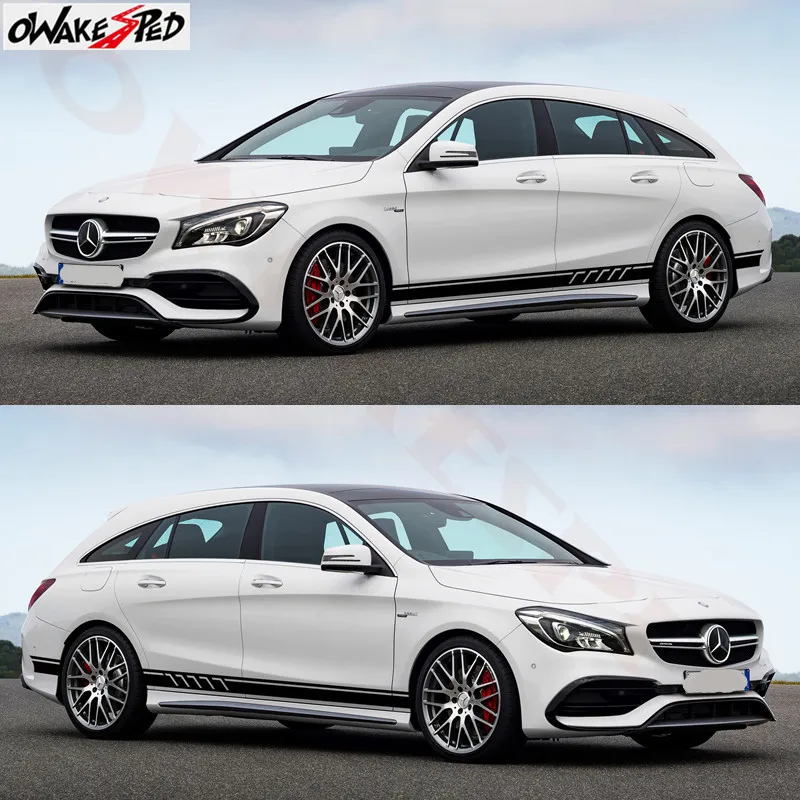 Наклейка на дверь автомобиля с боковыми полосками наклейка юбку для Mercedes Benz AMG CLA45