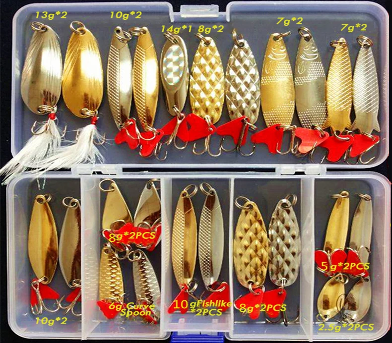 Hot Silver and Gold Brilliant Metal Jig Spoon Fishing Lure Set 10/20/25/35 PCS Sequin Kit Bait Fishing Tackle Winter Fishing