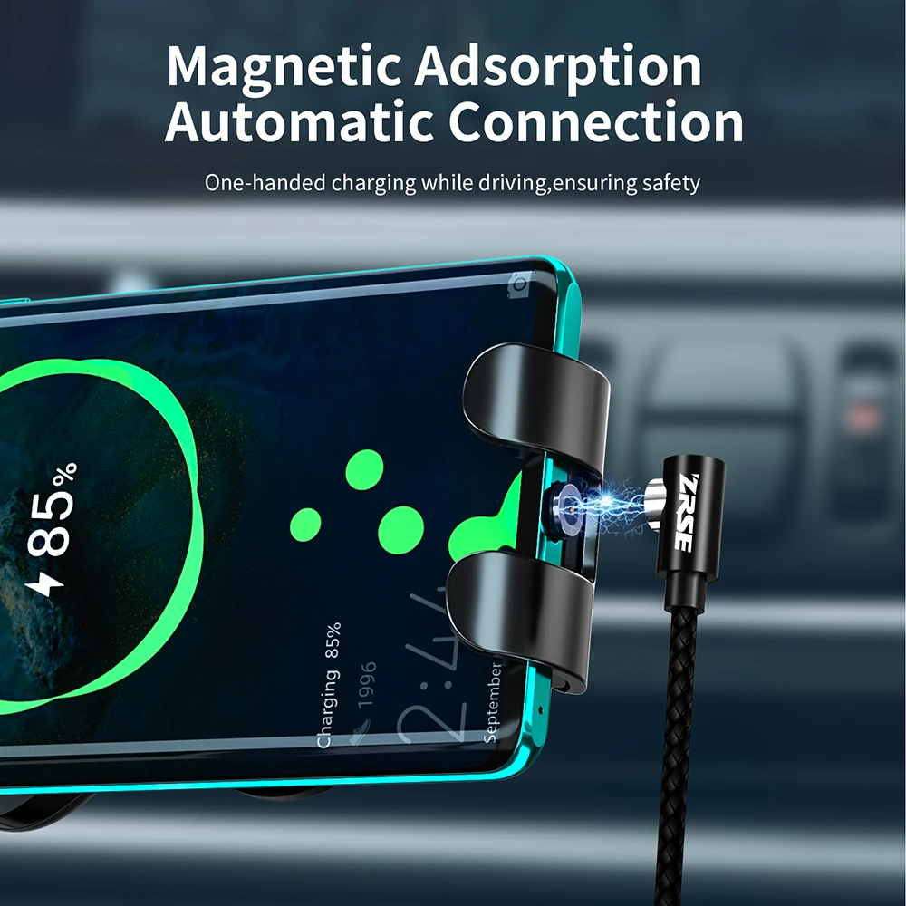 ZRSE 90 градусов магнитное зарядное устройство Micro usb type C кабель для samsung iPhone XS Max Android