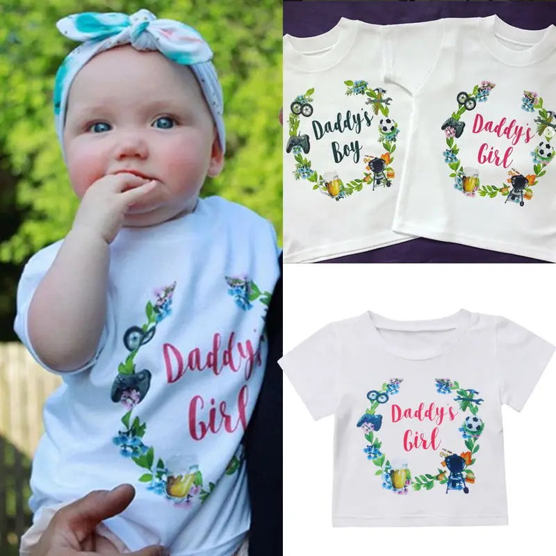 Brand New Infant Newborn Shirt Tops Daddy's Boy Girl Baby Summer Cotton