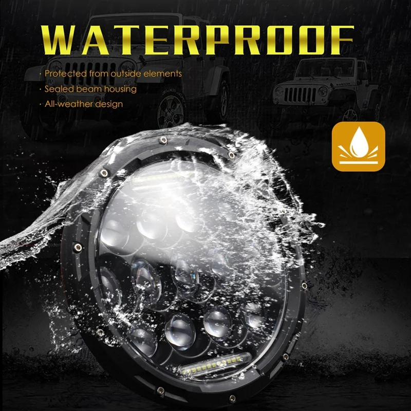 7 дюймов круглые светодиодные фары с Drl для Je ep Wrangler JK JKU TJ CJ LJ