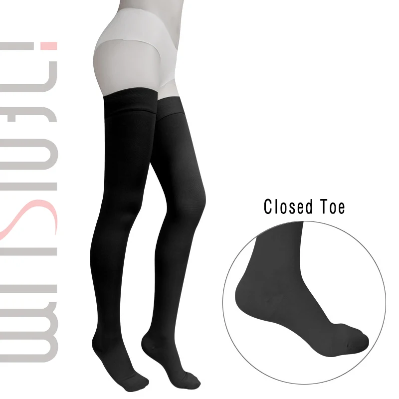 Black-Closed Toe IDEALSLIM 23-32 мм рт. Ст. Гольфы женские высокие носки с закрытым носком - Цвет: Black-Closed Toe