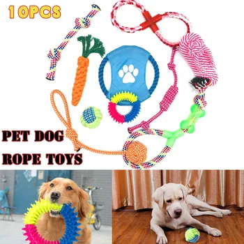 

10Pcs/Set Dog Toy Sets Chew Rope Toys for Dog Chewing Toys for Dog Outdoor Teeth Clean Toy for Big Dogs Puppy Dogs Accessories