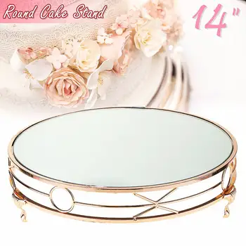 

14'' Metal Gold Round Cake Stand Plate Cupcake Dessert Candy Bar Wedding Decor
