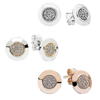 

Rose Gold Silver Two-Tone Signature Earring 925 Sterling Silver Earrings Studs For Women Wedding Party Gift DIY Jewelry