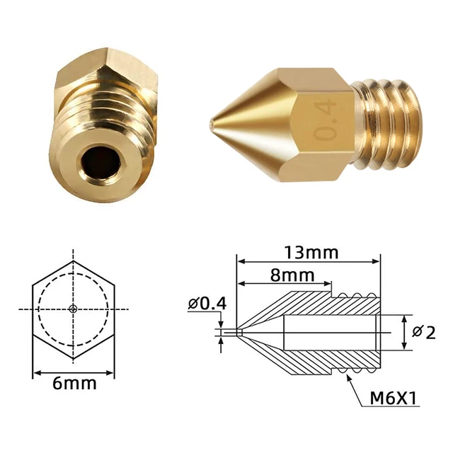 Buse d'imprimante 3D 10pcs tête d'extrudeuse MK8 de 0,4 mm