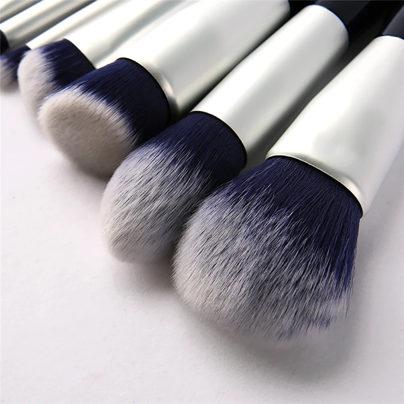 Massaller 10pcs Soft Synthetic Hair Black Makeup Brush Set Large Powder Foundation Eye Shadow Fan Brushes 3