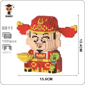 

The God of Wealth Money 3D Model 1550pcs Micro DIY Diamond Mini Building Small Blocks Bricks Assembly Toy no Box