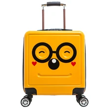 Valise à roulettes pour enfants, 18 pouces, dessin animé mignon, valise de voyage 3D, à roulettes, à la mode, boîte d'embarquement pour garçons