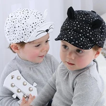 Милая Детская шляпа с рисунком кота; сезон весна-лето; шапка для маленьких мальчиков и девочек; Милая хлопковая детская шляпа от солнца для новорожденных; детская шапка с козырьком