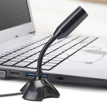 

Flexible Stand Mini Studio Speech Microphone 3.5mm Plug Gooseneck Mic Wired Microphone for Computer PC Desktop Notebook