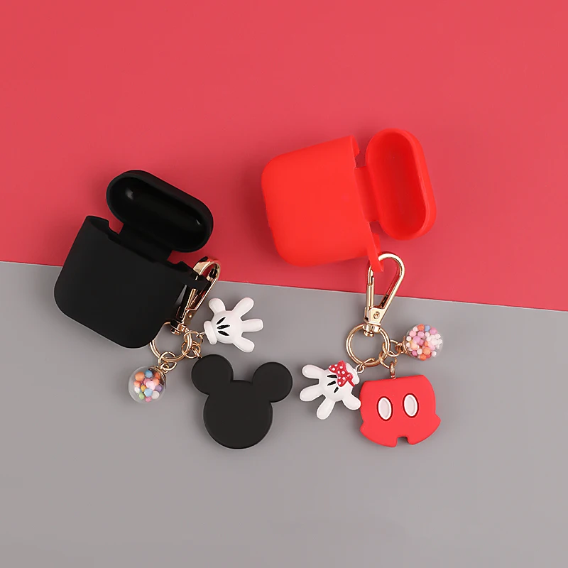 3D Cartoon Red Black Case For AirPods 1 2 Pro Box Cute Soft Silicone Wireless Bluetooth Earphone Protect Cover Keychain | Электроника
