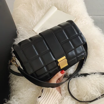 

Elegant Female Plaid Tote bag 2020 Fashion New High quality PU Leather Women's Designer Handbag Lock Shoulder Messenger Bag