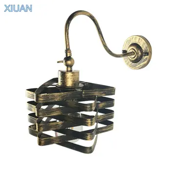 

American Loft Vintage Wall Lamp E27 Iron Cage Lampshade Industrial Ceiling Hanging Lights for Living Room Dining Table Hallway