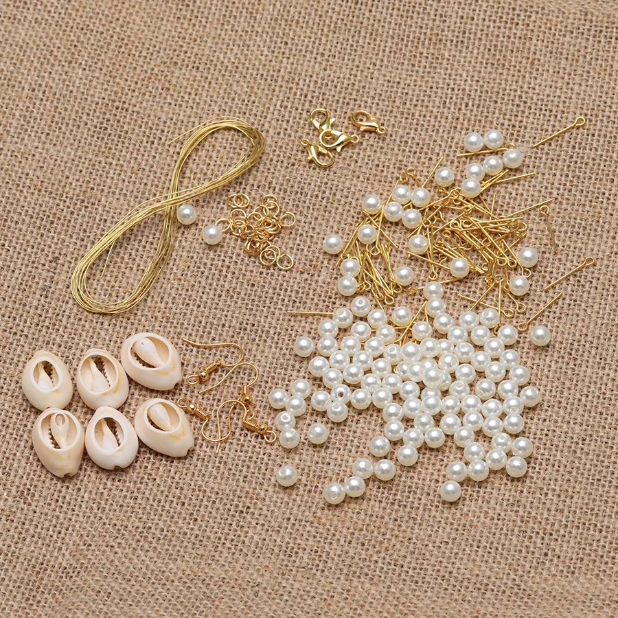 

SAUVOO DIY Necklace/Bracelet/Earrings Jewelry Sets Making Material Supplies Pearl Eye Pin Seashell Jewelry Findings Kits