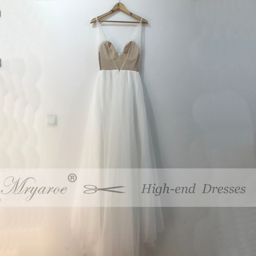 Mryarce New Arrival Simply Elegant Wedding Dress V Neck Lace Appliqued OPen Back Tulle A Line Birdal Gowns (4)